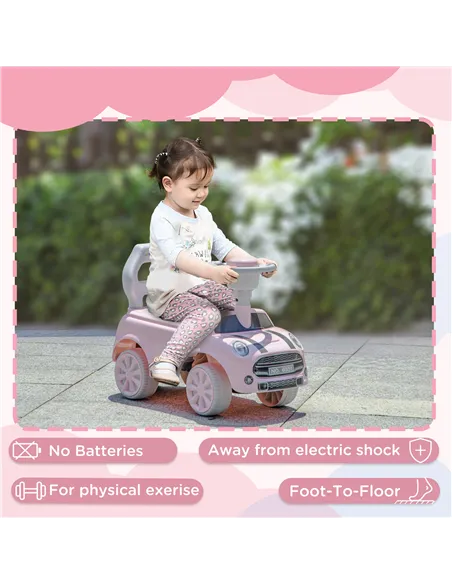 AIYAPLAY Foot To Floor Ride On Car Sliding Car w/ Air Horn, Anti-Over-Backwards, 18 to 36 Months - Pink