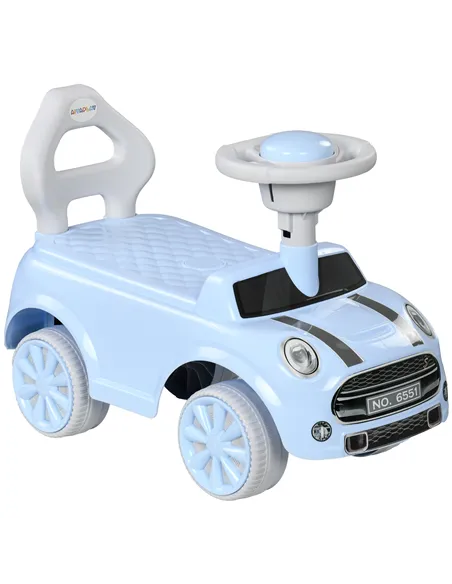 AIYAPLAY Foot To Floor Ride On Car Sliding Car w/ Air Horn, Anti-Over-Backwards, 18 to 36 Months - Light Blue