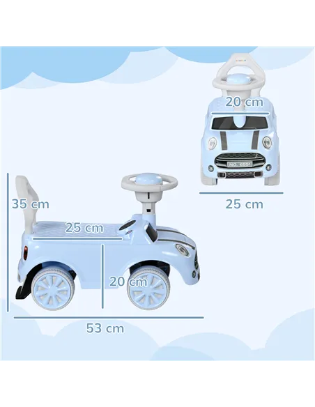 AIYAPLAY Foot To Floor Ride On Car Sliding Car w/ Air Horn, Anti-Over-Backwards, 18 to 36 Months - Light Blue