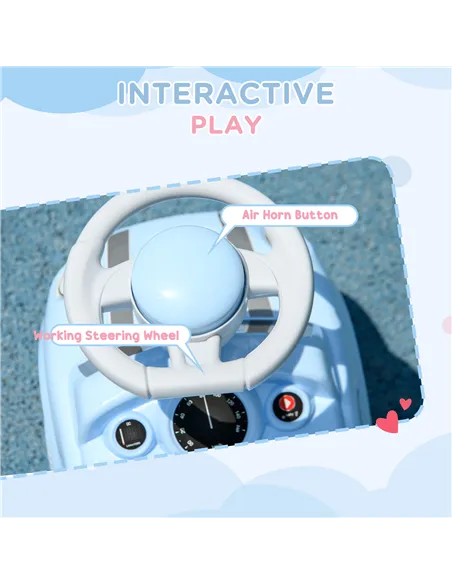 AIYAPLAY Foot To Floor Ride On Car Sliding Car w/ Air Horn, Anti-Over-Backwards, 18 to 36 Months - Light Blue