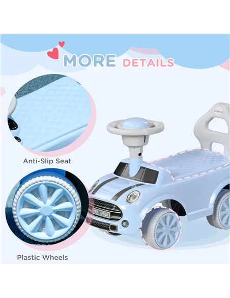 AIYAPLAY Foot To Floor Ride On Car Sliding Car w/ Air Horn, Anti-Over-Backwards, 18 to 36 Months - Light Blue