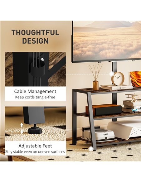 HOMCOM Industrial-Style TV Stand, with 35° Swivel Bracket - Dark Brown