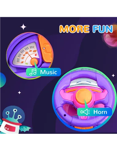 AIYAPLAY 3 in 1 Ride on Push Car, Cartoon Robot Theme Foot to Floor Slider w/ Handle Light Music Horn, Storage - Pink