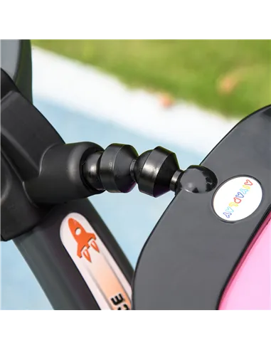 AIYAPLAY 3 in 1 Ride on Push Car, Cartoon Robot Theme Foot to Floor Slider w/ Handle Light Music Horn, Storage - Pink