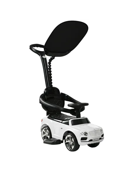 AIYAPLAY Bentley Bentayga Licensed 3-in-1 Baby Push Car,  Ride on Car Sliding Car with Canopy, Horn Music - White