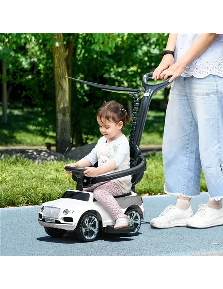 AIYAPLAY Bentley Bentayga Licensed 3-in-1 Baby Push Car,  Ride on Car Sliding Car with Canopy, Horn Music - White