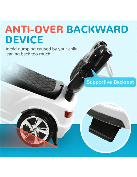 AIYAPLAY Bentley Bentayga Licensed 3-in-1 Baby Push Car,  Ride on Car Sliding Car with Canopy, Horn Music - White