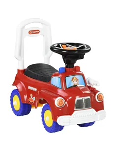 AIYAPLAY Ride On Fire Truck Foot to Floor Design with Under Seat Storage, Steering Wheel, Music, Light, for 1.5-3 Years, Red