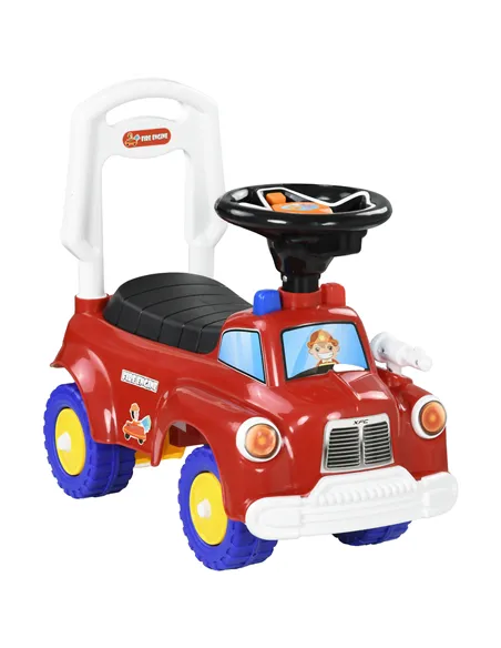 AIYAPLAY Ride On Fire Truck Foot to Floor Design with Under Seat Storage, Steering Wheel, Music, Light, for 1.5-3 Years, Red