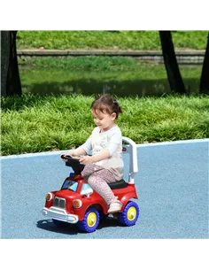 AIYAPLAY Ride On Fire Truck Foot to Floor Design with Under Seat Storage, Steering Wheel, Music, Light, for 1.5-3 Years, Red 2