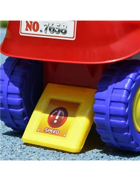 AIYAPLAY Ride On Fire Truck Foot to Floor Design with Under Seat Storage, Steering Wheel, Music, Light, for 1.5-3 Years, Red