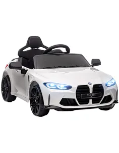 AIYAPLAY 12V BMW Licensed Kids Car, with Easy Transport, Remote Control, Suspension, Music, Horn, LED Lights, White