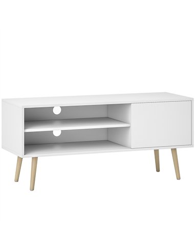 HOMCOM TV Stand up to 55 Inches, TV Unit with Open Shelves and Cable Holes - White