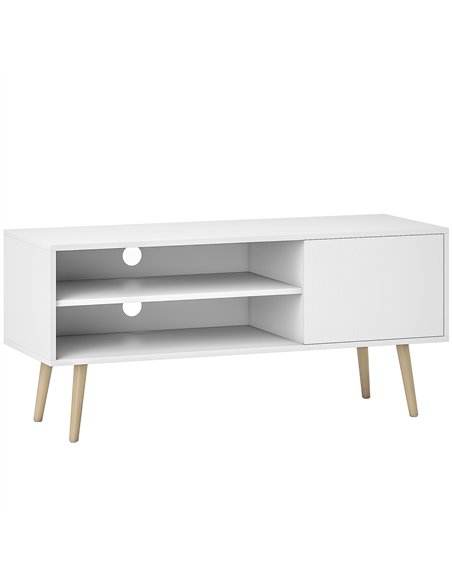 HOMCOM TV Stand up to 55 Inches, TV Unit with Open Shelves and Cable Holes - White