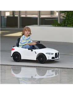 AIYAPLAY 12V BMW Licensed Kids Car, with Easy Transport, Remote Control, Suspension, Music, Horn, LED Lights, White 2
