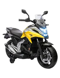 AIYAPLAY 12V Honda Licensed Kids Electric Motorbike w/ Music, Headlights, Early Education Function, for Ages 3-6 Years, Yellow