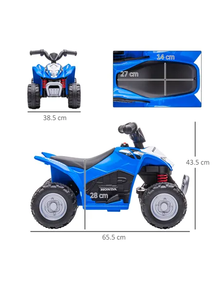 AIYAPLAY Honda Licensed Kids Electric Quad Bike, 6V ATV Ride On for Ages 1.5-3 Years, Blue