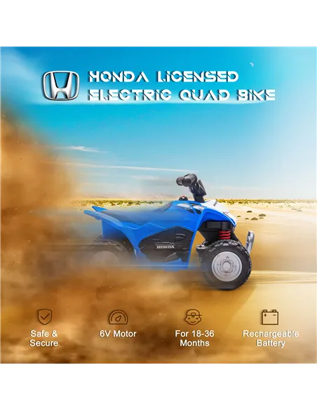 AIYAPLAY Honda Licensed Kids Electric Quad Bike, 6V ATV Ride On for Ages 1.5-3 Years, Blue