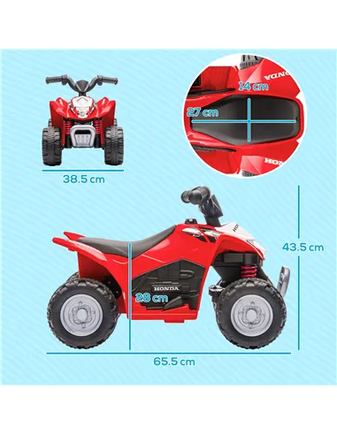 AIYAPLAY Honda Licensed Kids Electric Quad Bike, 6V ATV Ride On for Ages 1.5-3 Years, Red