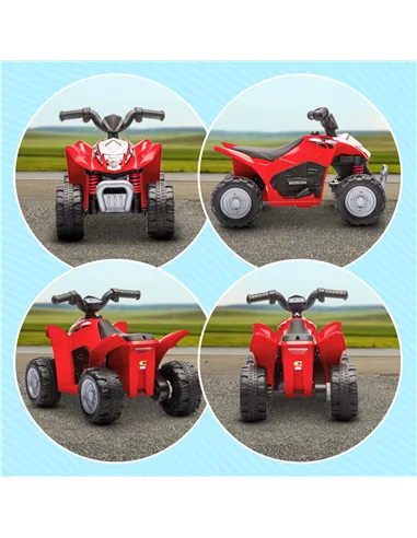 AIYAPLAY Honda Licensed Kids Electric Quad Bike, 6V ATV Ride On for Ages 1.5-3 Years, Red