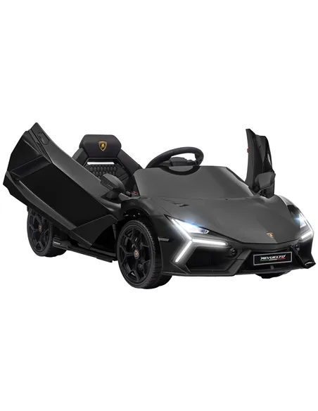 AIYAPLAY Lamborghini Revuelto Licensed 12V Ride on Car w/ Butterfly Doors, Transport Wheels, Suspension, Remote Control, Black