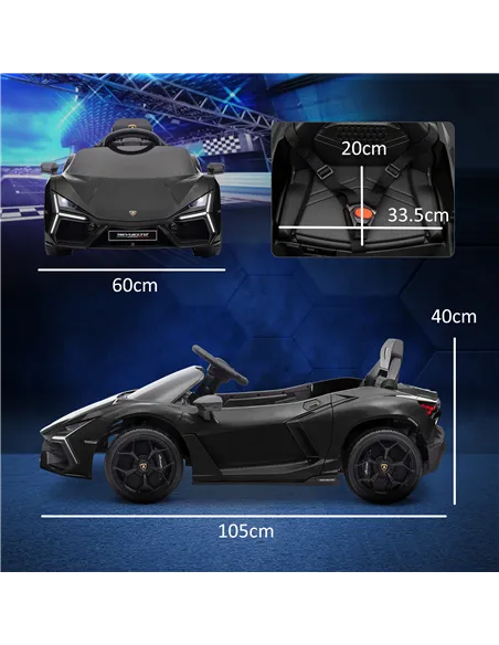 AIYAPLAY Lamborghini Revuelto Licensed 12V Ride on Car w/ Butterfly Doors, Transport Wheels, Suspension, Remote Control, Black