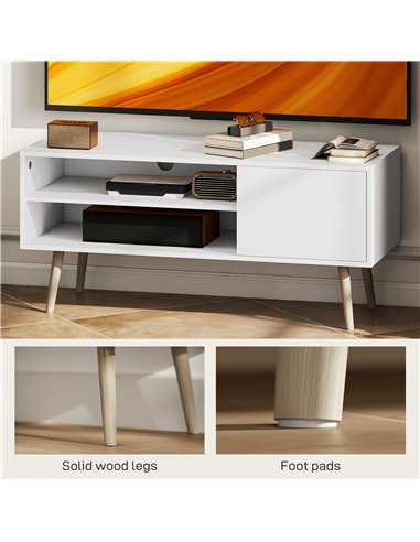 HOMCOM TV Stand up to 55 Inches, TV Unit with Open Shelves and Cable Holes - White