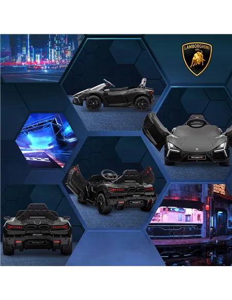 AIYAPLAY Lamborghini Revuelto Licensed 12V Ride on Car w/ Butterfly Doors, Transport Wheels, Suspension, Remote Control, Black