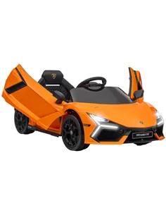 AIYAPLAY Lamborghini Revuelto Licensed 12V Ride on Car w/ Butterfly Doors, Transport Wheels, Suspension, Remote Control, Orange