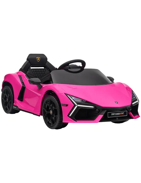 AIYAPLAY Lamborghini Revuelto Licensed 12V Ride on Car w/ Butterfly Doors, Transport Wheels, Suspension, Remote Control, Pink
