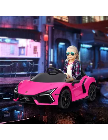 AIYAPLAY Lamborghini Revuelto Licensed 12V Ride on Car w/ Butterfly Doors, Transport Wheels, Suspension, Remote Control, Pink
