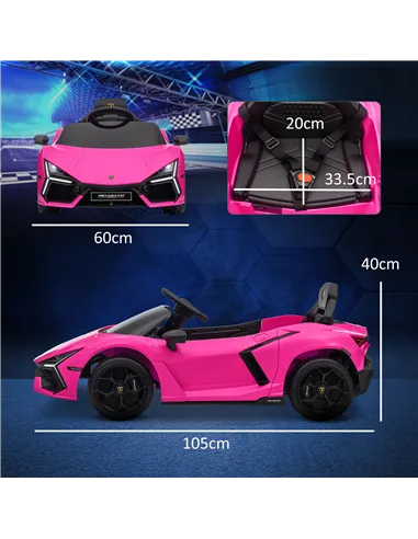 AIYAPLAY Lamborghini Revuelto Licensed 12V Ride on Car w/ Butterfly Doors, Transport Wheels, Suspension, Remote Control, Pink