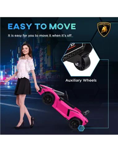 AIYAPLAY Lamborghini Revuelto Licensed 12V Ride on Car w/ Butterfly Doors, Transport Wheels, Suspension, Remote Control, Pink