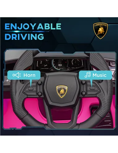 AIYAPLAY Lamborghini Revuelto Licensed 12V Ride on Car w/ Butterfly Doors, Transport Wheels, Suspension, Remote Control, Pink
