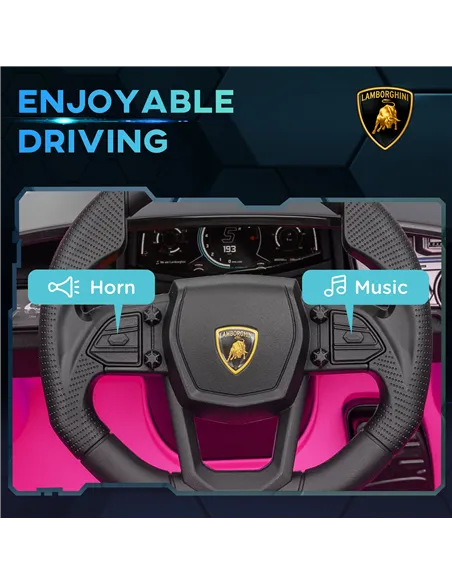 AIYAPLAY Lamborghini Revuelto Licensed 12V Ride on Car w/ Butterfly Doors, Transport Wheels, Suspension, Remote Control, Pink