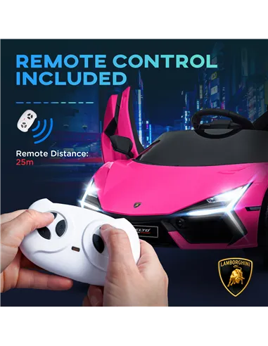 AIYAPLAY Lamborghini Revuelto Licensed 12V Ride on Car w/ Butterfly Doors, Transport Wheels, Suspension, Remote Control, Pink