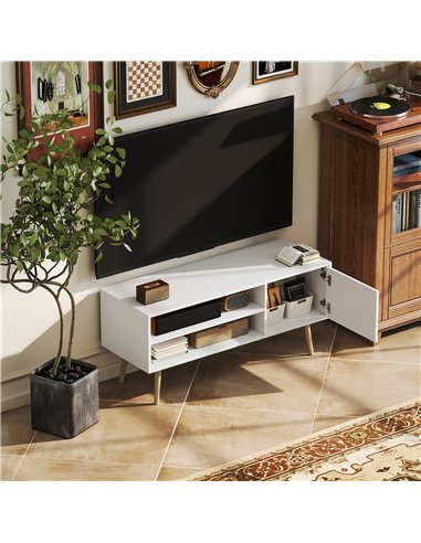 HOMCOM TV Stand up to 55 Inches, TV Unit with Open Shelves and Cable Holes - White