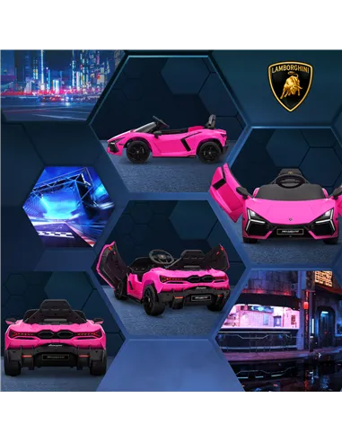 AIYAPLAY Lamborghini Revuelto Licensed 12V Ride on Car w/ Butterfly Doors, Transport Wheels, Suspension, Remote Control, Pink