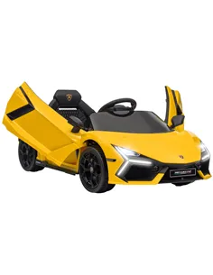 AIYAPLAY Lamborghini Revuelto Licensed 12V Ride on Car w/ Butterfly Doors, Transport Wheels, Suspension, Remote Control, Yellow