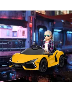AIYAPLAY Lamborghini Revuelto Licensed 12V Ride on Car w/ Butterfly Doors, Transport Wheels, Suspension, Remote Control, Yellow 2