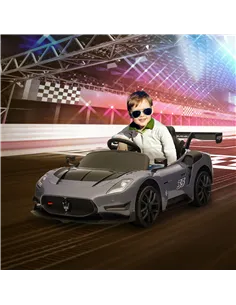 AIYAPLAY Maserati GT2 Licensed 12V Kids Electric Ride on Car with 4 Suspension Wheels, Remote Control, Music, Horn, Lights, Grey 2