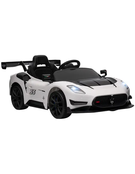 AIYAPLAY Maserati GT2 Licensed 12V Kids Electric Ride on Car with 4 Suspension Wheels, Remote Control, Music, Horn, Lights, Whit
