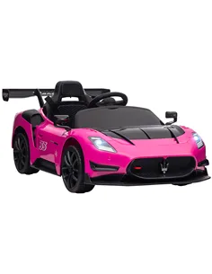 AIYAPLAY Maserati GT2 Licensed 12V Kids Electric Ride on Car with 4 Suspension Wheels, Remote Control, Music, Horn, Lights, Pink