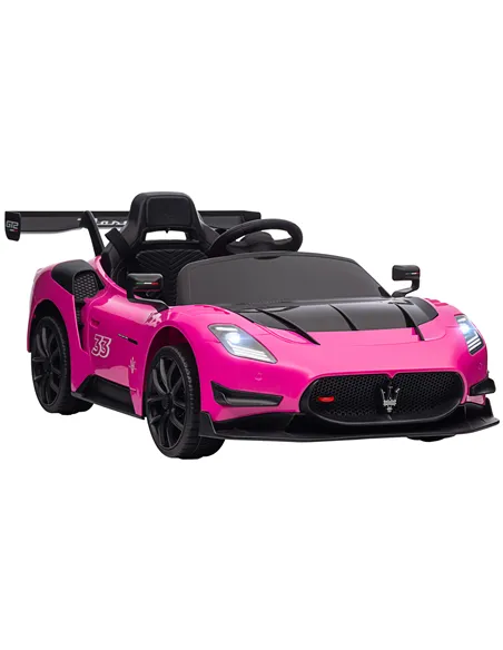 AIYAPLAY Maserati GT2 Licensed 12V Kids Electric Ride on Car with 4 Suspension Wheels, Remote Control, Music, Horn, Lights, Pink