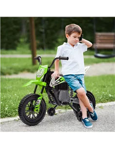 AIYAPLAY 12V Kids Electric Motorbike, Kids Electric Ride on motorcycle w/ Twist Grip Throttle, Training Wheels, Green 2