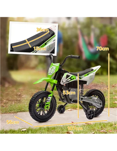 AIYAPLAY 12V Kids Electric Motorbike, Kids Electric Ride on motorcycle w/ Twist Grip Throttle, Training Wheels, Green