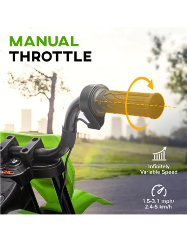 AIYAPLAY 12V Kids Electric Motorbike, Kids Electric Ride on motorcycle w/ Twist Grip Throttle, Training Wheels, Green