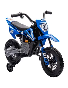 AIYAPLAY 12V Kids Electric Motorbike, Kids Electric Ride on motorcycle w/ Twist Grip Throttle, Training Wheels, Blue