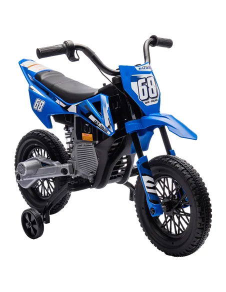AIYAPLAY 12V Kids Electric Motorbike, Kids Electric Ride on motorcycle w/ Twist Grip Throttle, Training Wheels, Blue