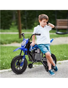 AIYAPLAY 12V Kids Electric Motorbike, Kids Electric Ride on motorcycle w/ Twist Grip Throttle, Training Wheels, Blue 2